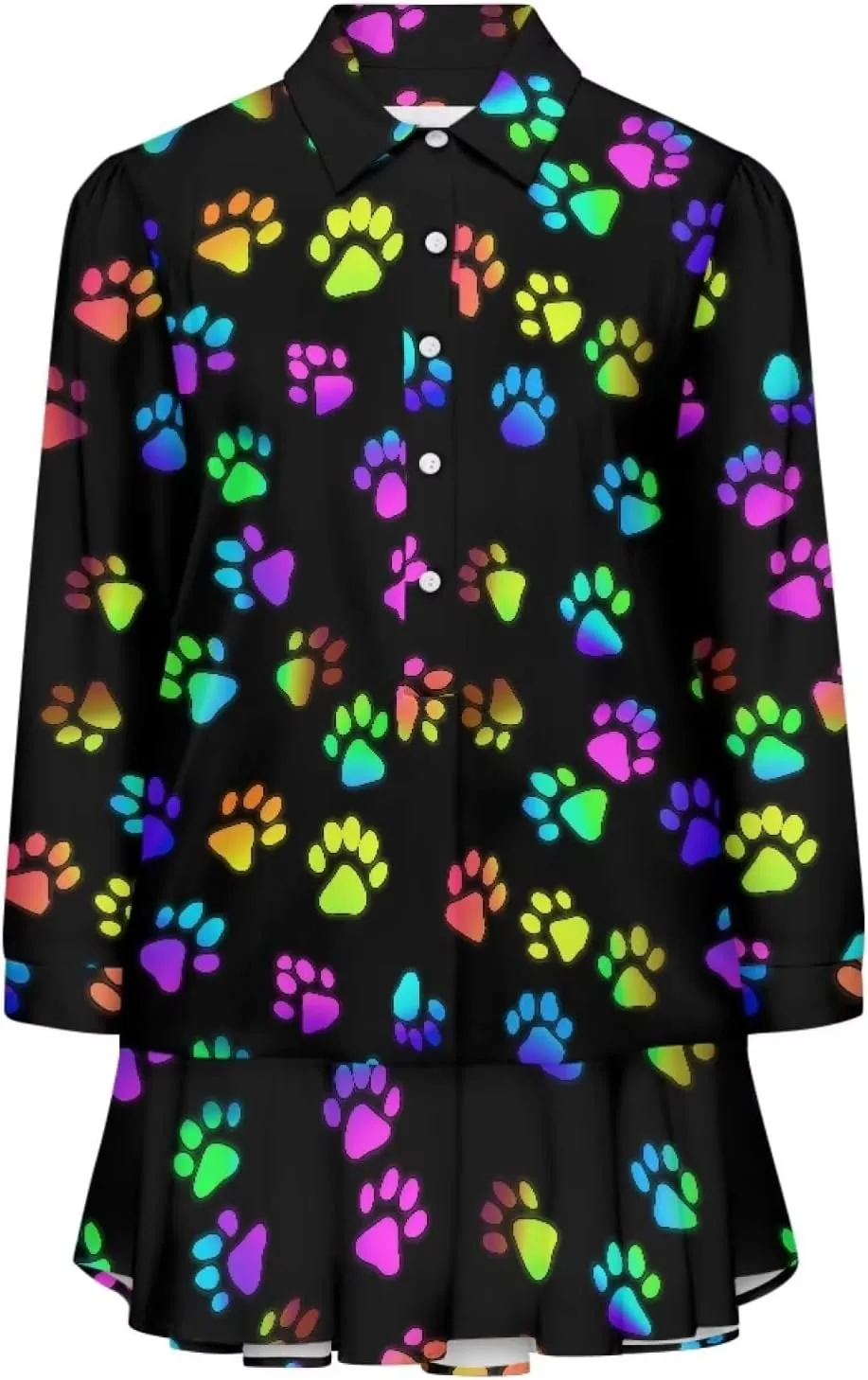 POLERO Shirt Dress for Women Long Sleeve Mini Dress Button Down Ruffle Hem Tunic Short Dresses