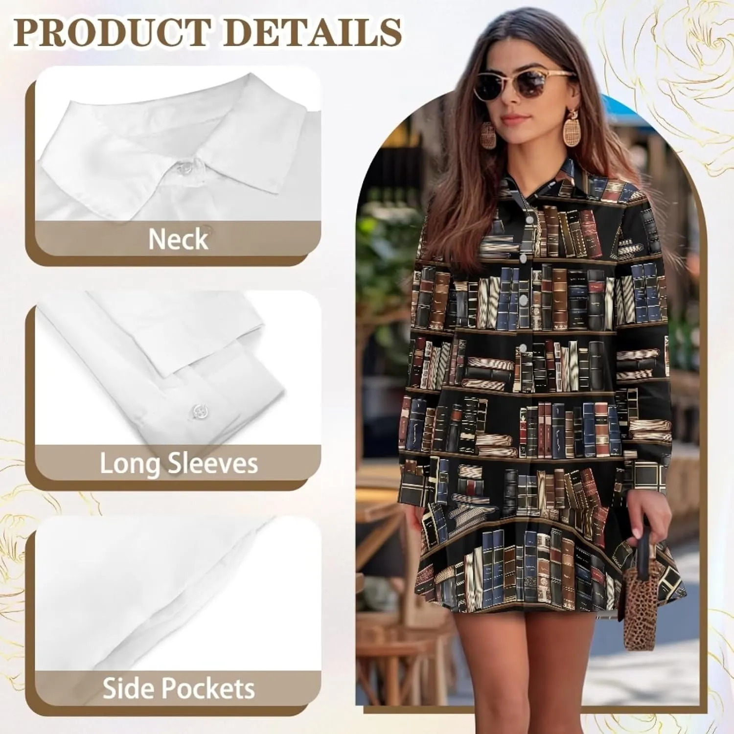 POLERO Shirt Dress for Women Long Sleeve Mini Dress Button Down Ruffle Hem Tunic Short Dresses