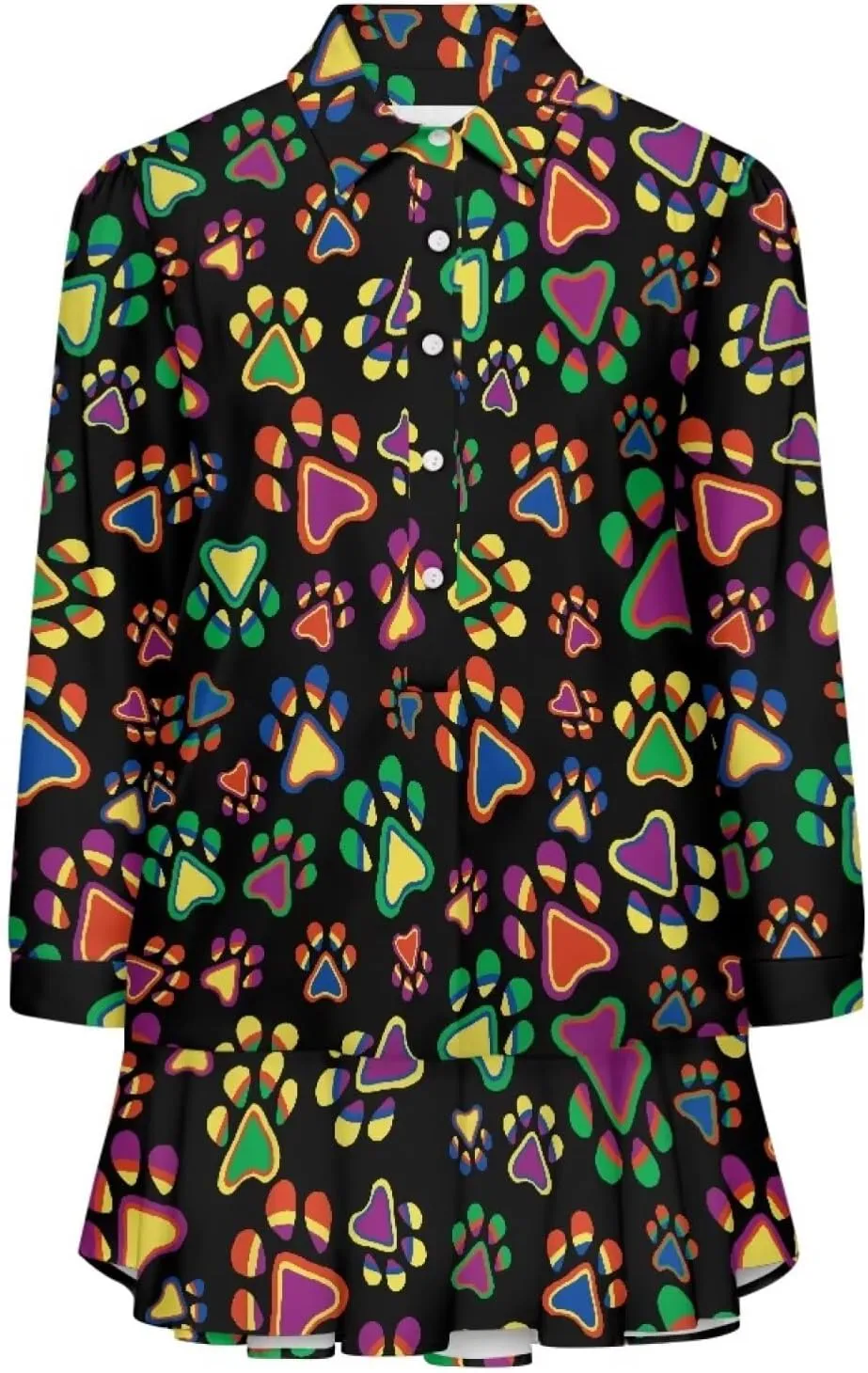 POLERO Womens Shirt Dress Printed Mini Dress with Pockets Long Sleeve Casual Short Tunic Sundress