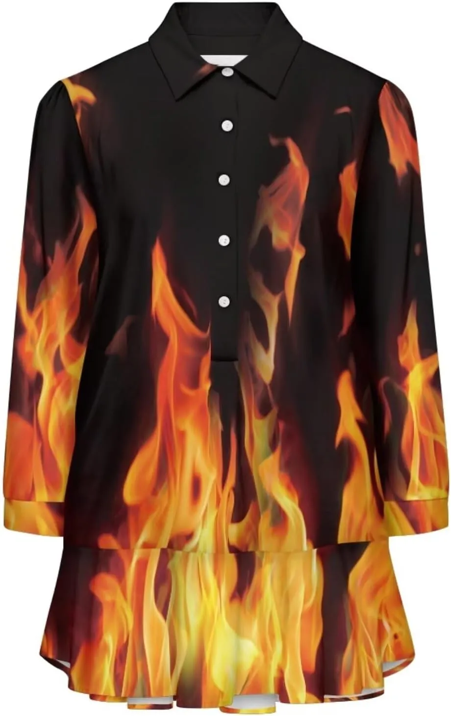 POLERO Womens Shirt Dress Printed Mini Dress with Pockets Long Sleeve Casual Short Tunic Sundress