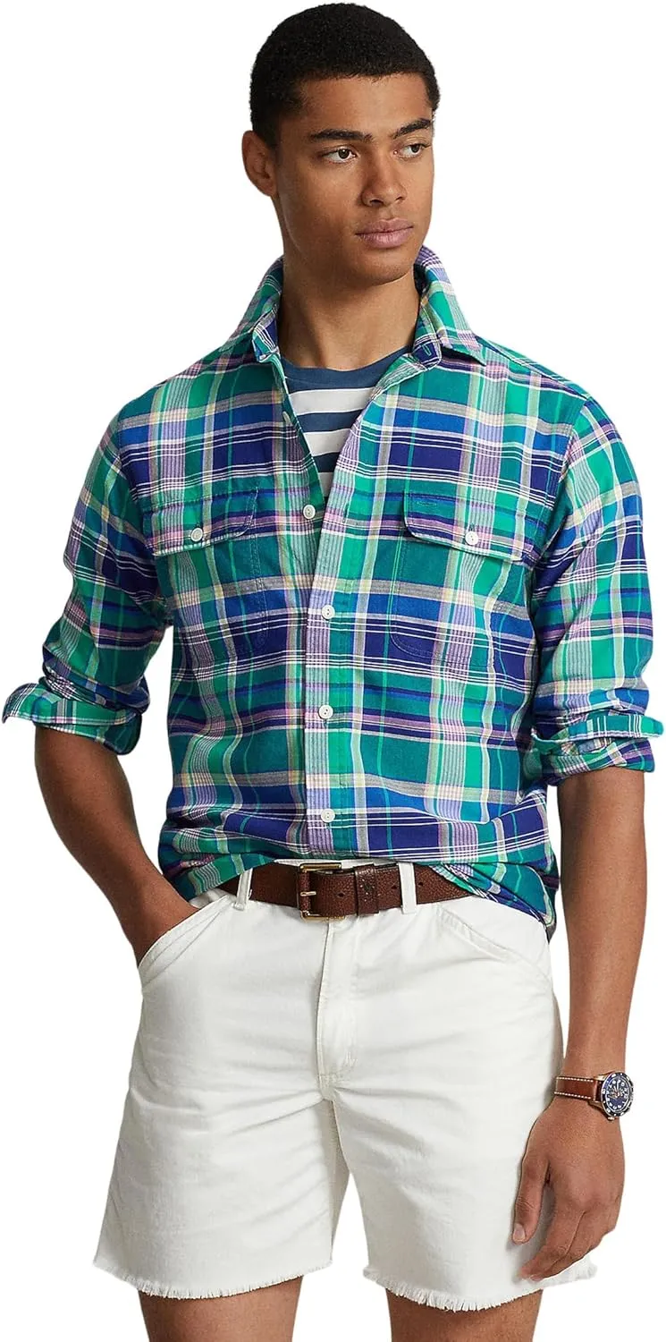 POLO RALPH LAUREN Men's Classic Fit Plaid Oxford Long Sleeve Workshirt