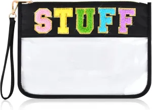 Preppy Boho Patch Makeup Bag Chenille Letter Stuff Pouch Cosmetic Organizer Stoney Clover Trendy Stuff Pouch for Cosmetics
