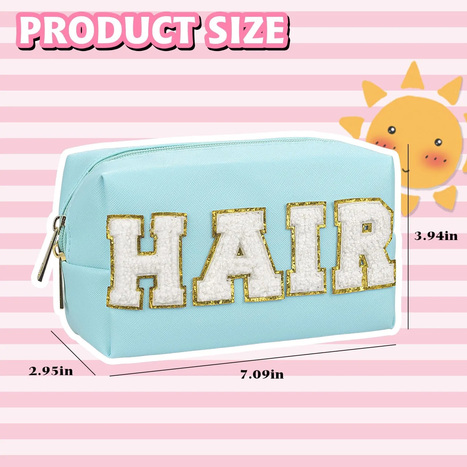 Preppy Makeup Bag,Skincare Bag,PU Leather Portable Waterproof Preppy Stuff for Travel Toiletry Bag,Makeup Bag for Girls Women