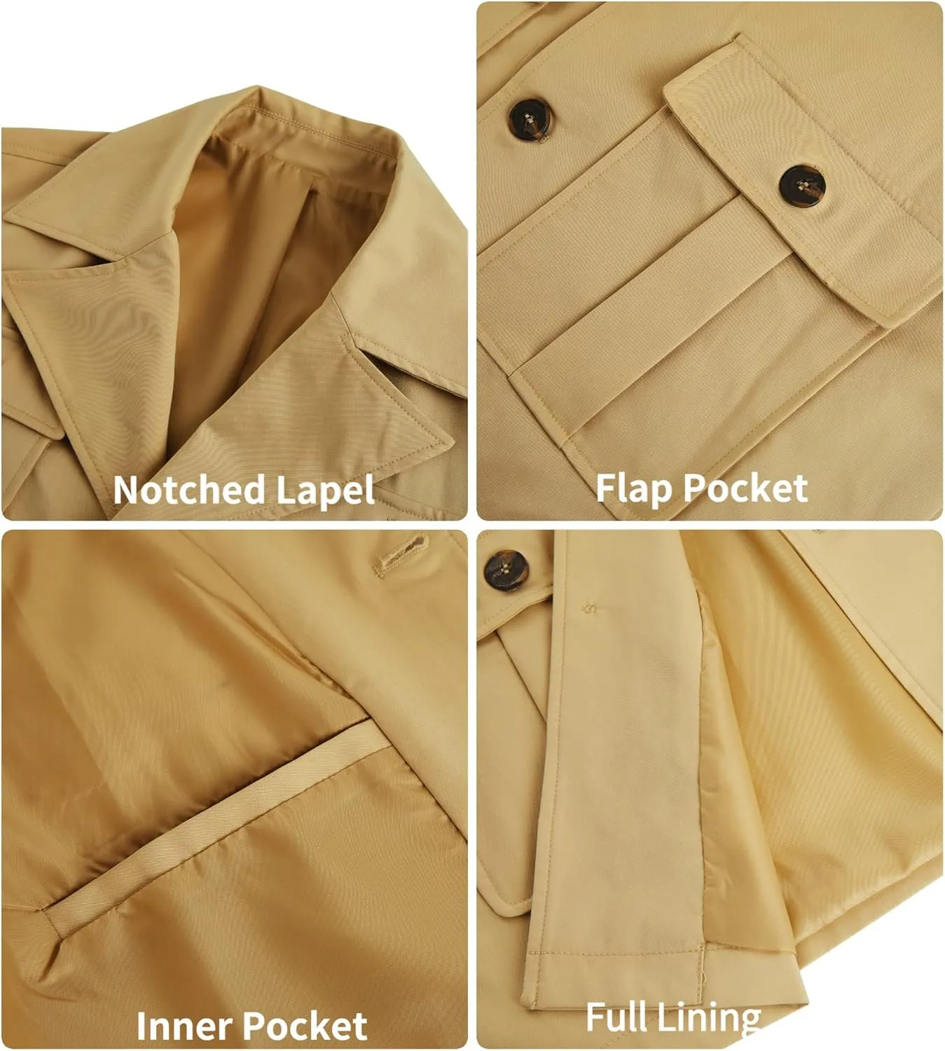 Pretifeel Mens Lightweight Safari Jacket Casual Military Button Up Multi-Pocket Cargo Coat Outwear