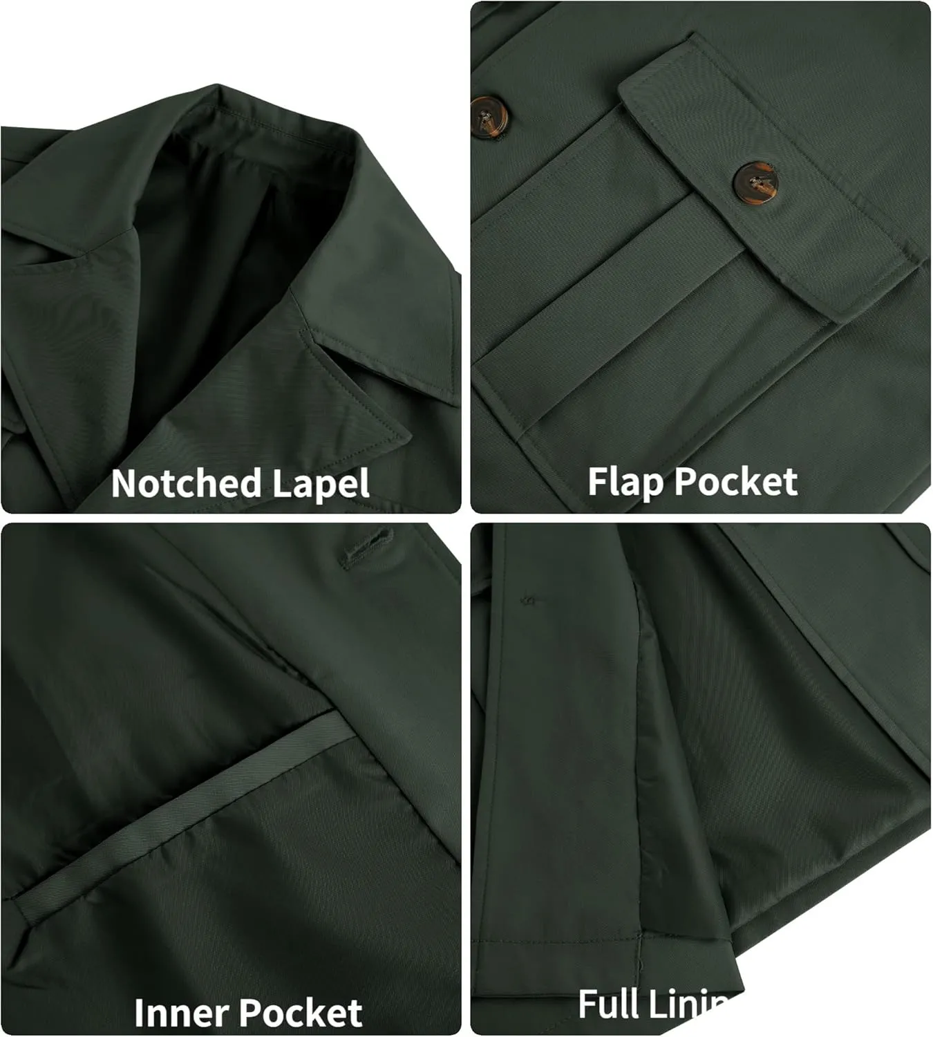 Pretifeel Mens Lightweight Safari Jacket Casual Military Button Up Multi-Pocket Cargo Coat Outwear
