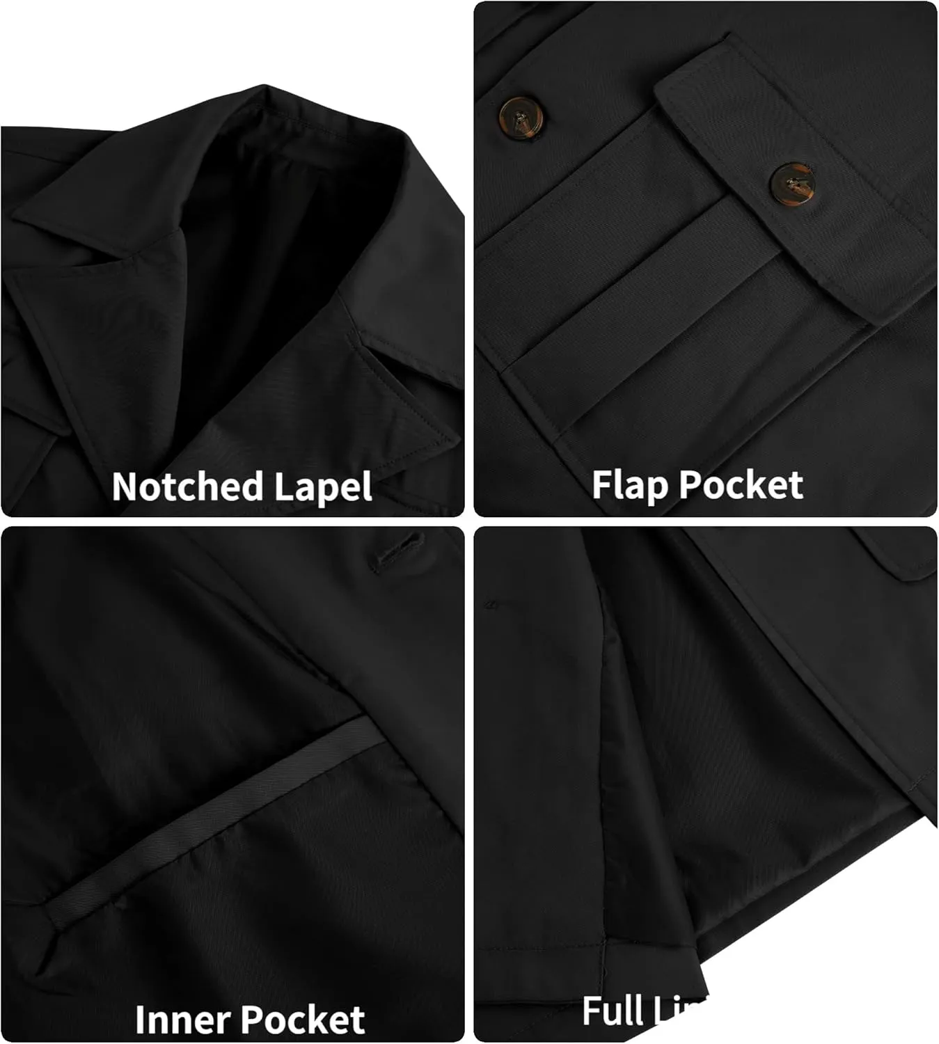 Pretifeel Mens Lightweight Safari Jacket Casual Military Button Up Multi-Pocket Cargo Coat Outwear