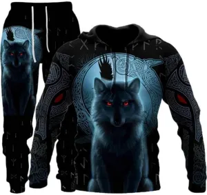 prigridche Wolf & Lion 3D Printed Hoodie Pants Suit Male Autumn Winter Casual Sweashirt Pullover Tracksuit Set