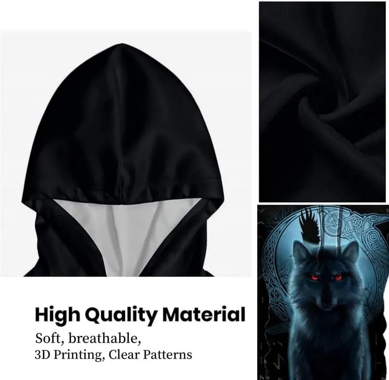 prigridche Wolf & Lion 3D Printed Hoodie Pants Suit Male Autumn Winter Casual Sweashirt Pullover Tracksuit Set