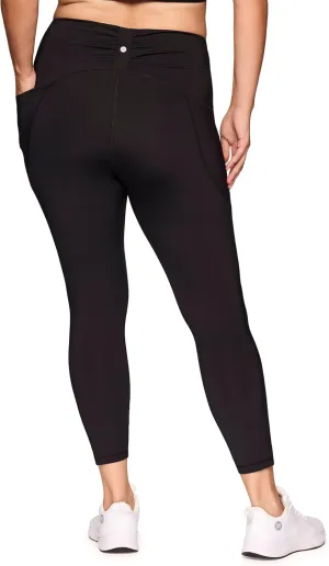 RBX Women's Plus Size Workout Legging, Full Length Legging for Women Ruched High Waist Squat Proof Yoga Tights with Pockets