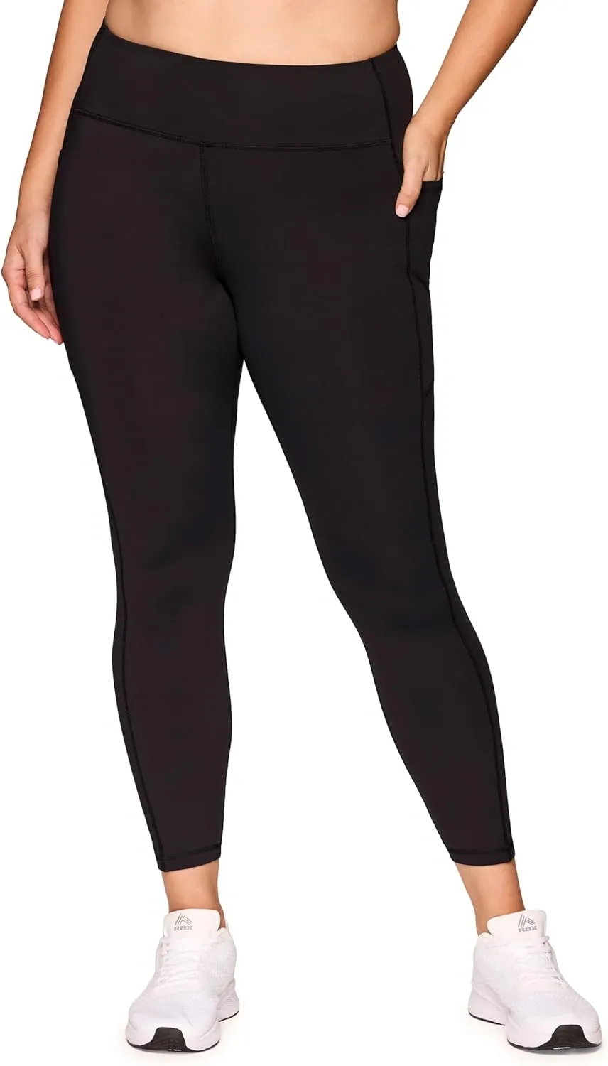 RBX Women's Plus Size Workout Legging, Full Length Legging for Women Ruched High Waist Squat Proof Yoga Tights with Pockets