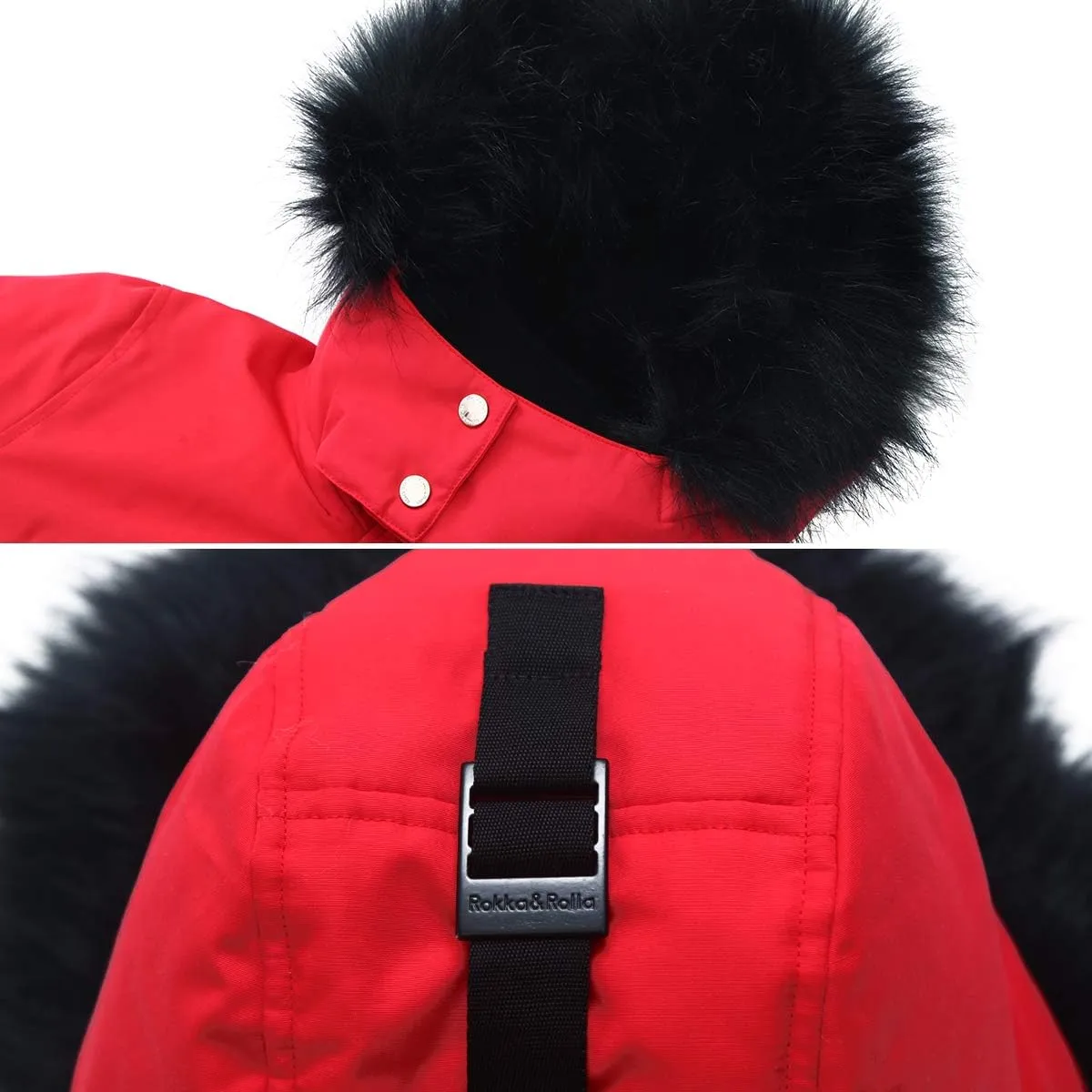 Rokka&Rolla Women's Warm Parka Jacket Winter Snow Coat with Removable Faux Fur Hood