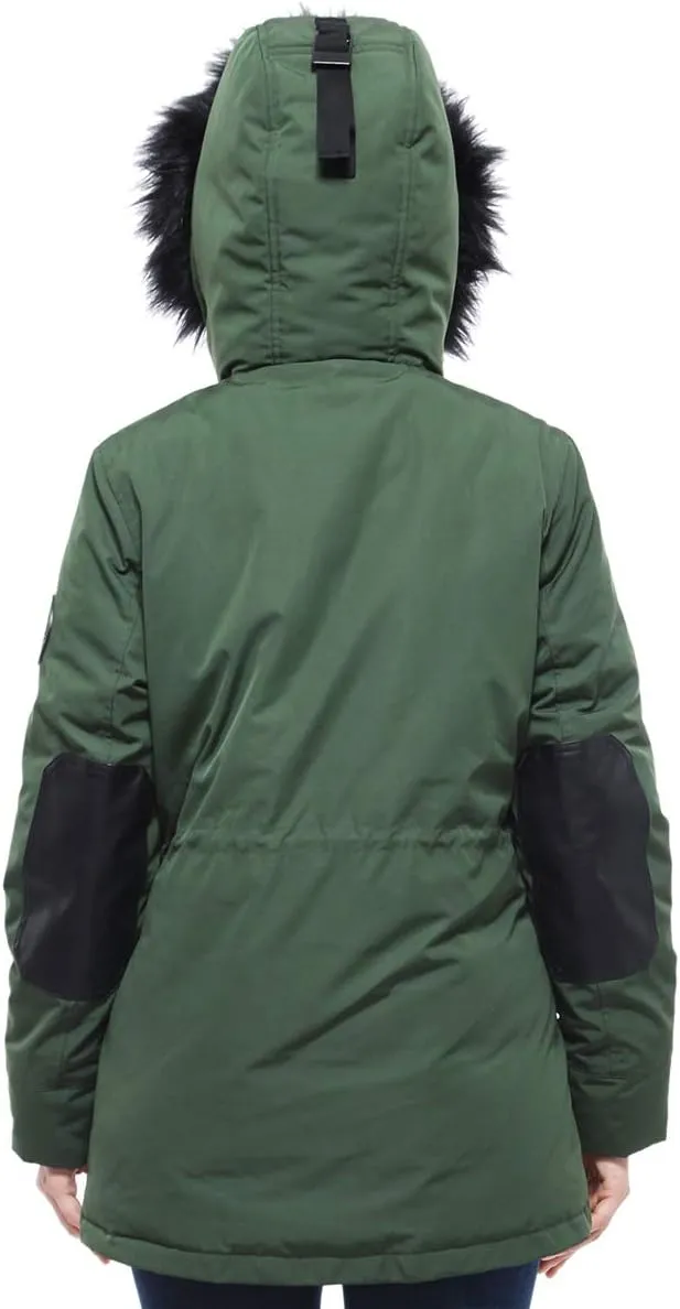 Rokka&Rolla Women's Warm Parka Jacket Winter Snow Coat with Removable Faux Fur Hood