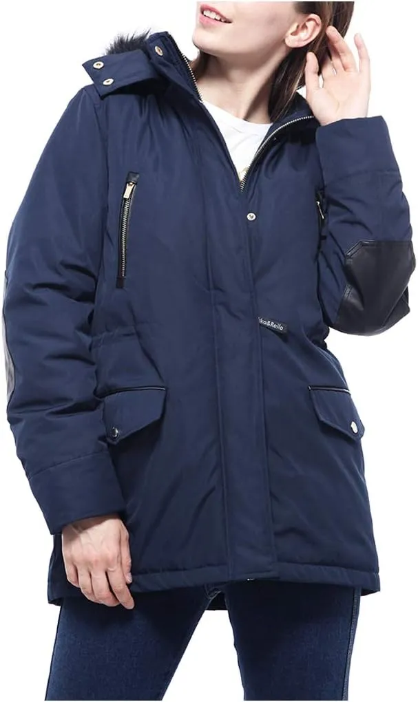 Rokka&Rolla Women's Warm Parka Jacket Winter Snow Coat with Removable Faux Fur Hood