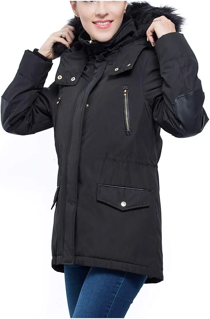 Rokka&Rolla Women's Warm Parka Jacket Winter Snow Coat with Removable Faux Fur Hood