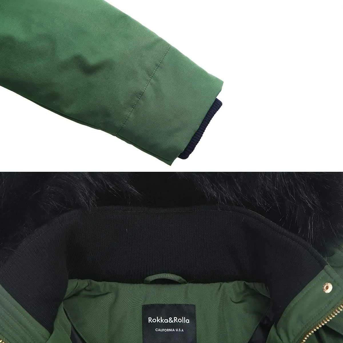Rokka&Rolla Women's Warm Parka Jacket Winter Snow Coat with Removable Faux Fur Hood