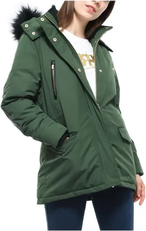 Rokka&Rolla Women's Warm Parka Jacket Winter Snow Coat with Removable Faux Fur Hood