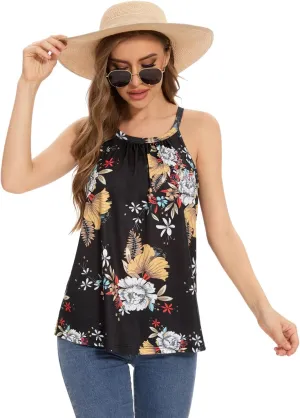 Rosyline Women Camisole with Built in Bra Summer Halter Tank Top Casual Loose Fit Shirts