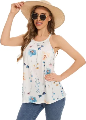 Rosyline Women Camisole with Built in Bra Summer Halter Tank Top Casual Loose Fit Shirts