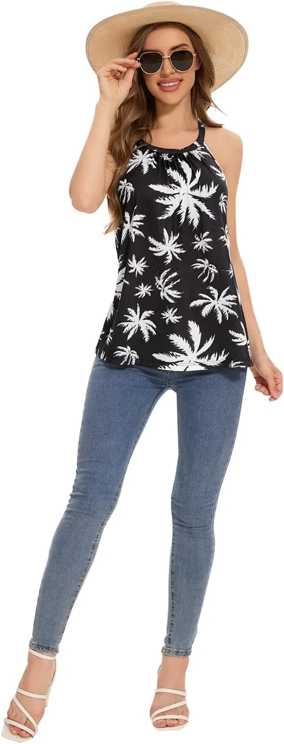 Rosyline Women Camisole with Built in Bra Summer Halter Tank Top Casual Loose Fit Shirts
