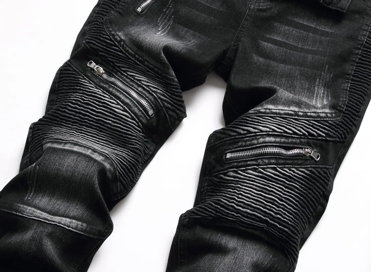 RXXKKK Men's Classic Zipper Biker Regular Fit Flex Jean