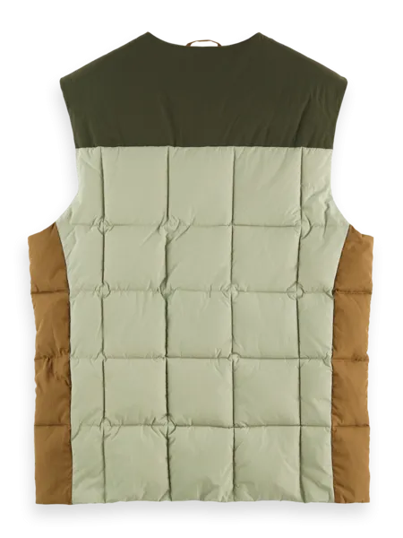 Scotch and Soda Colourblock Quilted Bodywarmer - Green & Brown