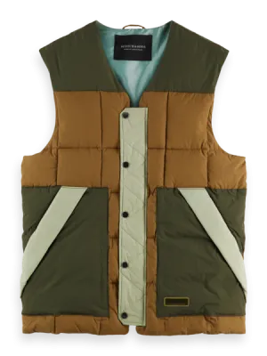 Scotch and Soda Colourblock Quilted Bodywarmer - Green & Brown