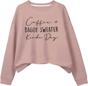 SHENHE Women's Casual Letter Graphic Print Sweatshirt Long Sleeve Crewneck Lined Warm Sweatshirt Pullover Top