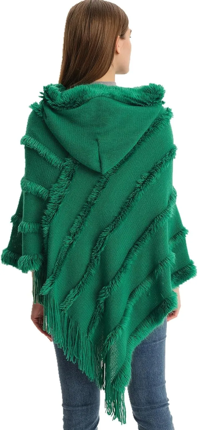 Solid color hooded sweater knitted pullover cloak autumn and winter warm shawl cloak shawl