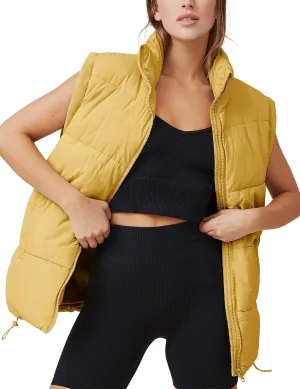Springrain Womens Oversized Quilted Puffer Vest Padded Warm Winter Jacket with Stand Collar Bubble Puffer Gilet