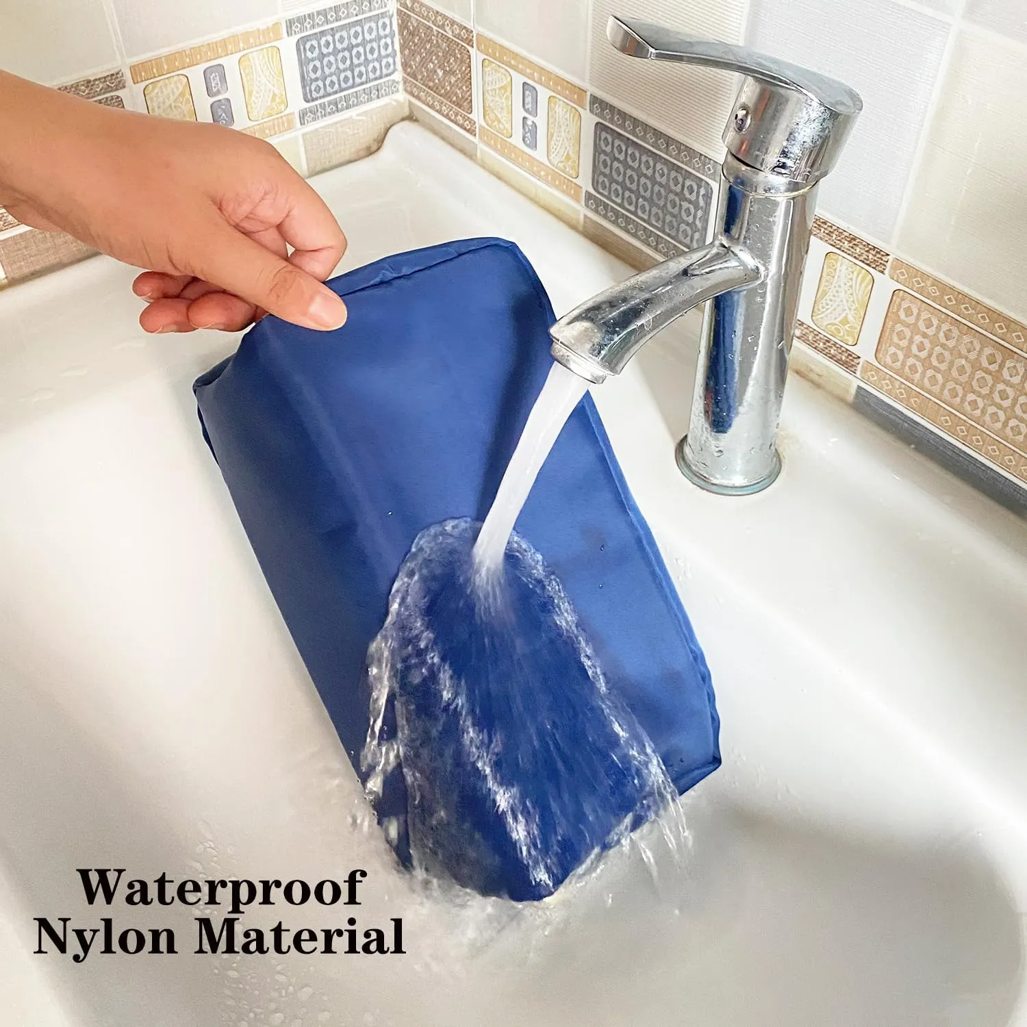 Stoney Clover Dupes Preppy Makeup Bag Blue Stoney Clover Stuff Bag for Travel Chenille Letter Bag Large Capacity Travel Cosmetic Bag Nylon Pouch