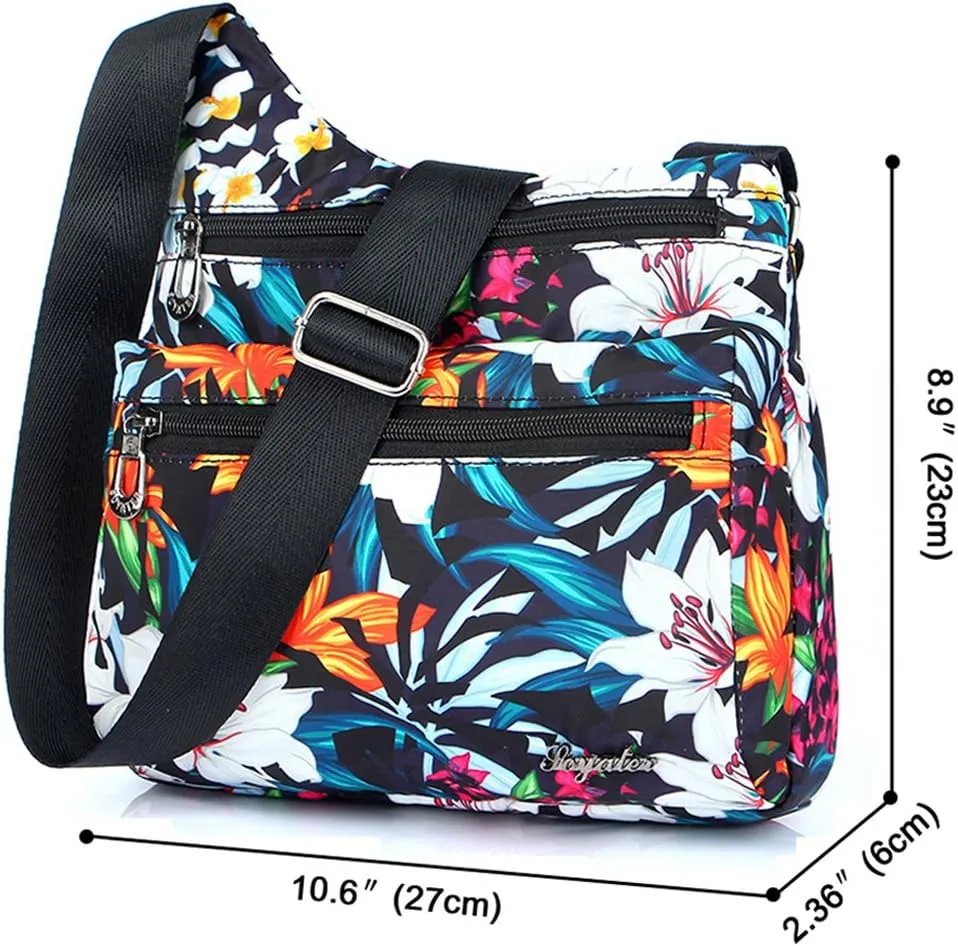 STUOYE Nylon Multi-Pocket Crossbody Purse Bags for Women Travel Shoulder Bag