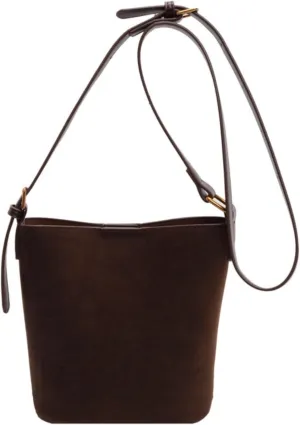 Suede Bucket Bags for Women Hobo Handbag Suede Shoulder Bag Retro Satchel Bag with Adjustable Strap