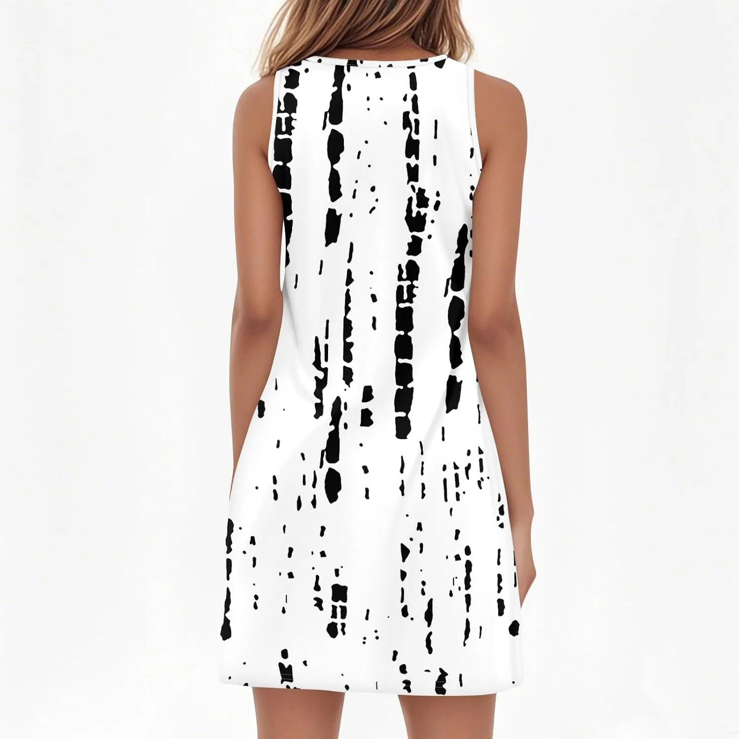 Summer Dresses for Women 2025 Casual A Line Sundress Sleeveless Crew Neck Beach Vacation Dress Printed Tank Dress