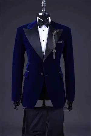 Suzhoufashion Gladystine Dark Blue Two Pieces One Button Wedding Men Suits