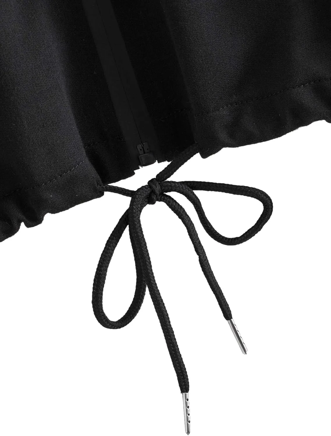 SweatyRocks Women's Long Sleeve Full Zip Drawstring Detail Crop Top Hoodie Sweatshirt Jacket