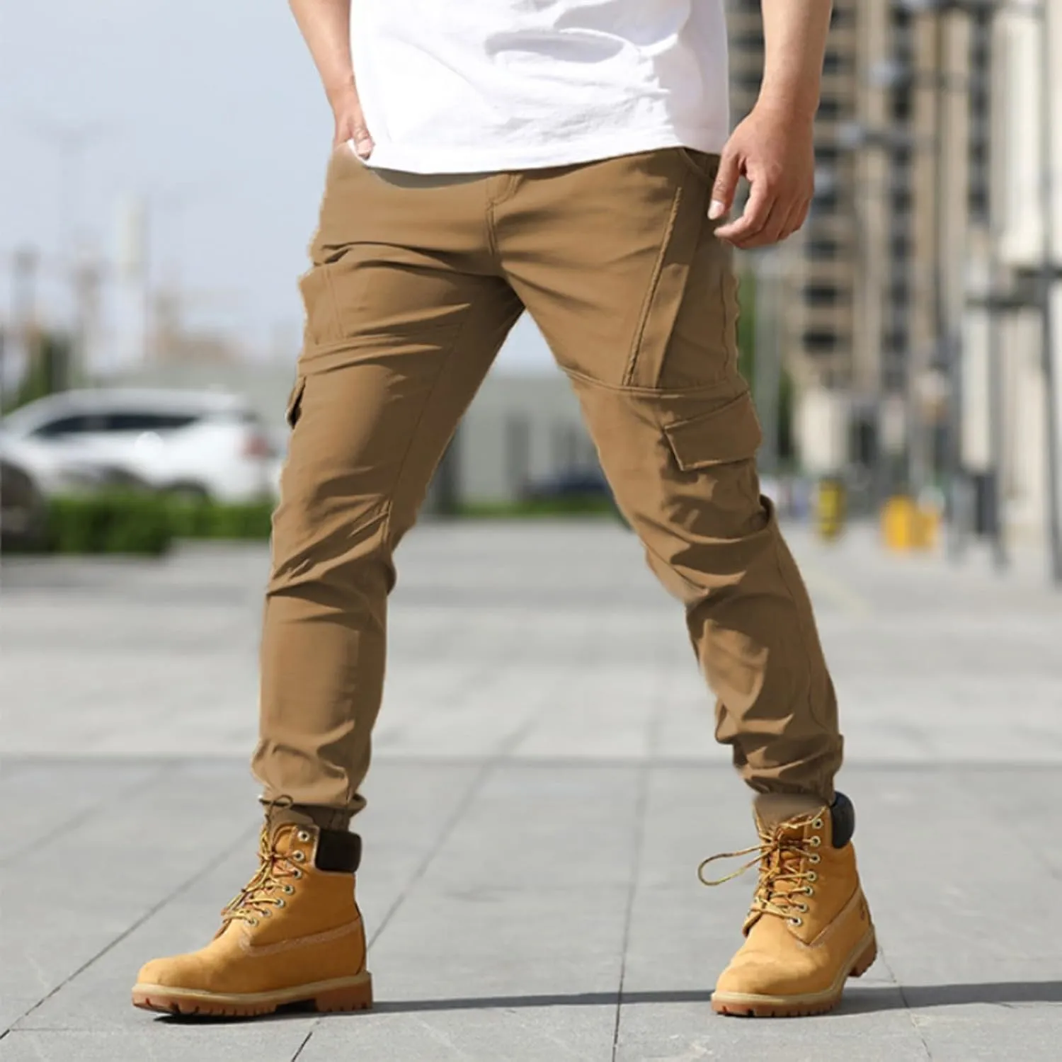 Tactical Cargo Pants for Men Active Running Pants with Multi-Pocket Lightweight Loose Trousers