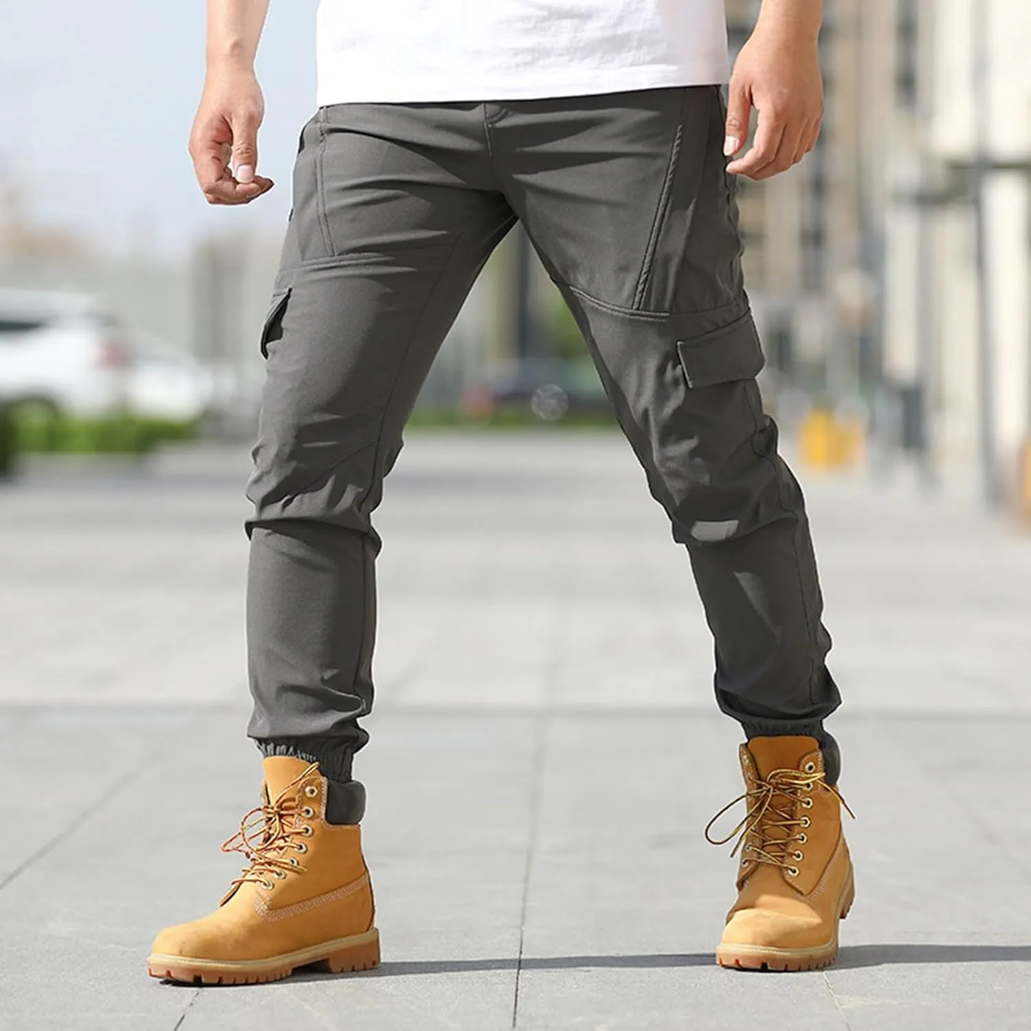 Tactical Cargo Pants for Men Active Running Pants with Multi-Pocket Lightweight Loose Trousers