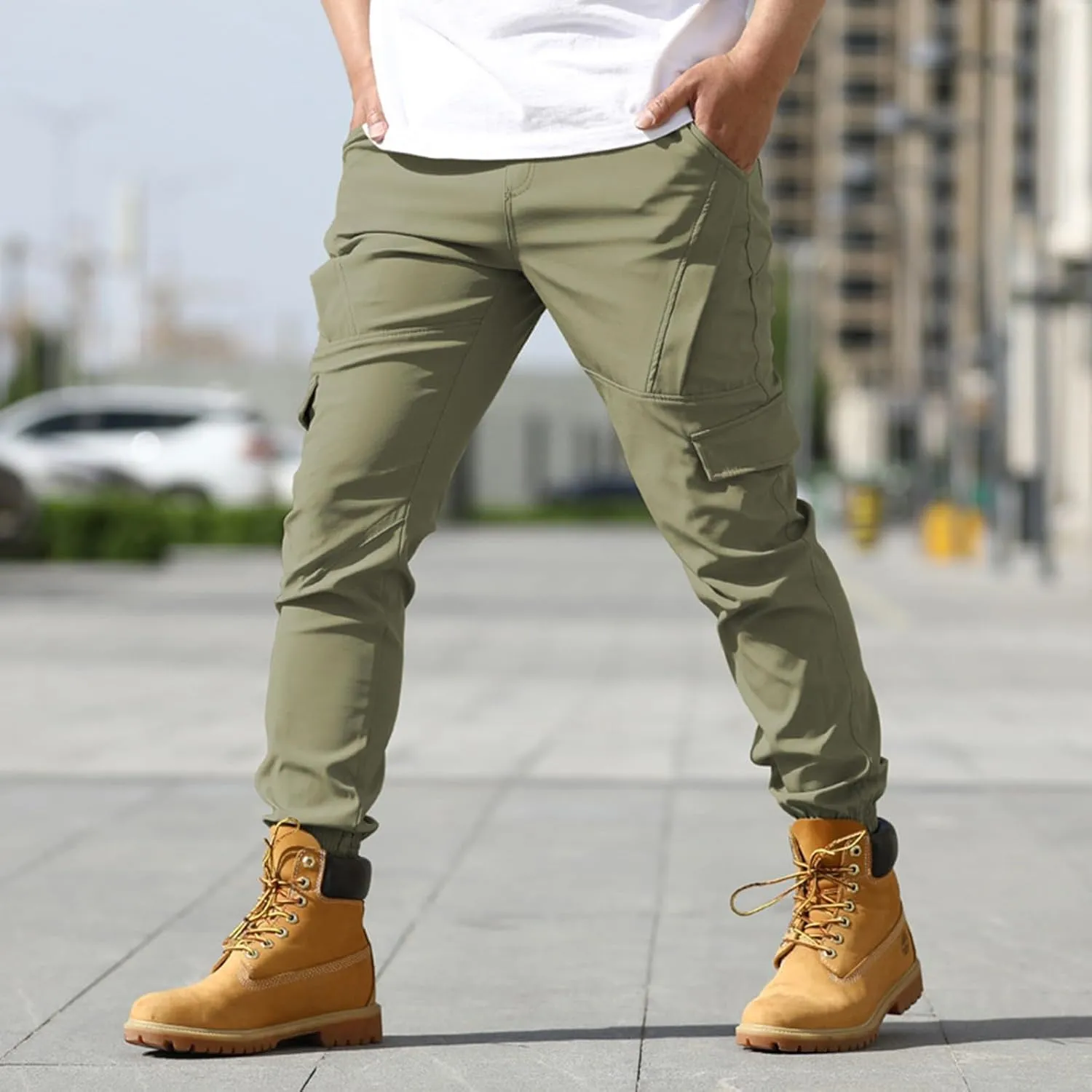 Tactical Cargo Pants for Men Active Sports Pants with Multi-Pocket Big and Tall Loose Trousers