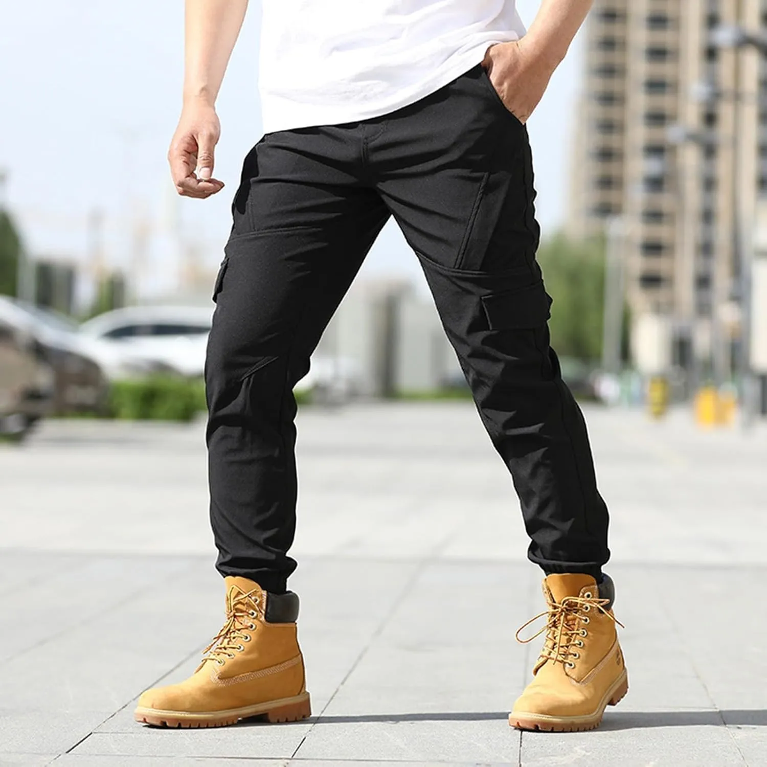 Tactical Cargo Pants for Men Active Sports Pants with Multi-Pocket Big and Tall Loose Trousers