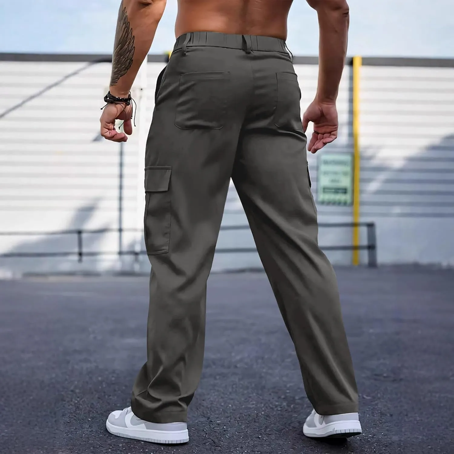 Tactical Cargo Pants for Men Lightweight Workout Pants with Multi-Pocket Active Baggy Trousers