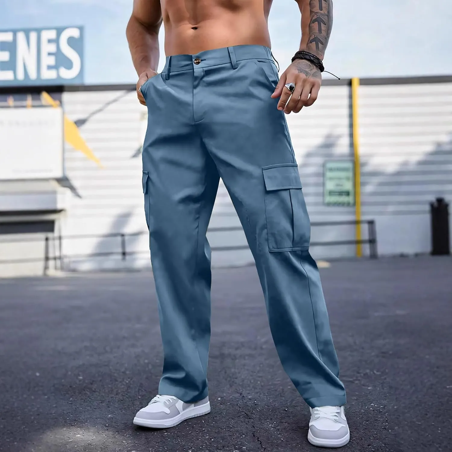 Tactical Cargo Pants for Men Lightweight Workout Pants with Multi-Pocket Active Baggy Trousers
