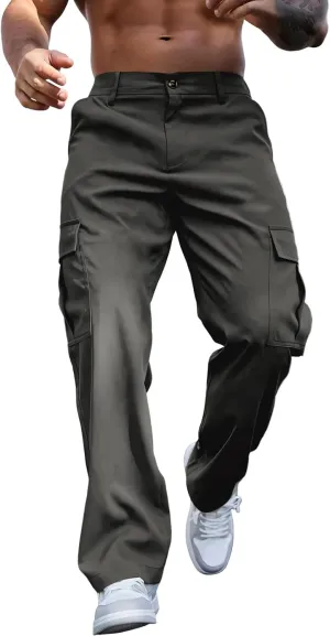 Tactical Cargo Pants for Men Lightweight Workout Pants with Multi-Pocket Active Baggy Trousers