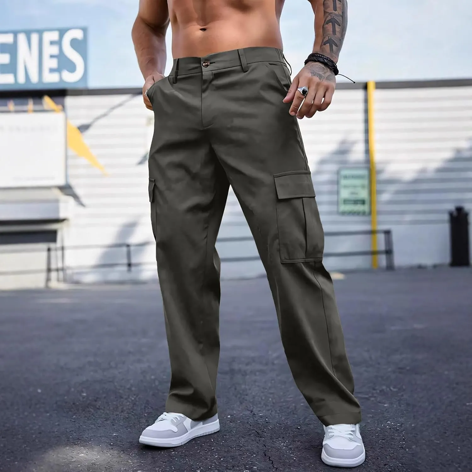 Tactical Cargo Pants for Men Lightweight Workout Pants with Multi-Pocket Active Baggy Trousers
