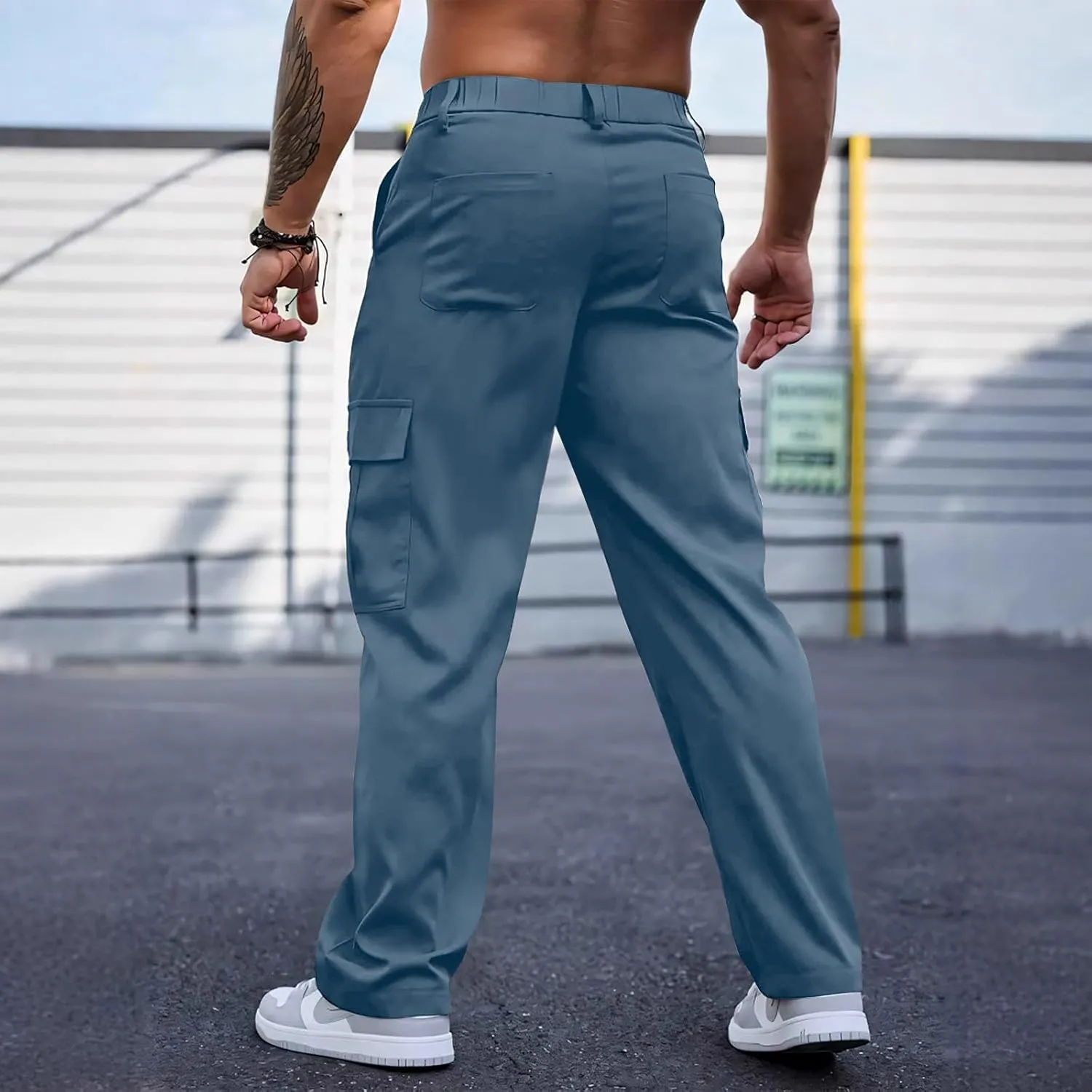 Tactical Cargo Pants for Men Lightweight Workout Pants with Multi-Pocket Active Baggy Trousers