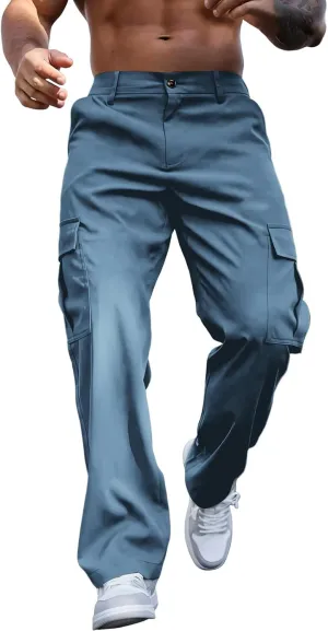 Tactical Cargo Pants for Men Lightweight Workout Pants with Multi-Pocket Active Baggy Trousers