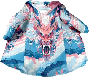 The King White Tiger Skin Myth Lion Dragon Thick Warm Hooded Cloak Men Overcoat Coat