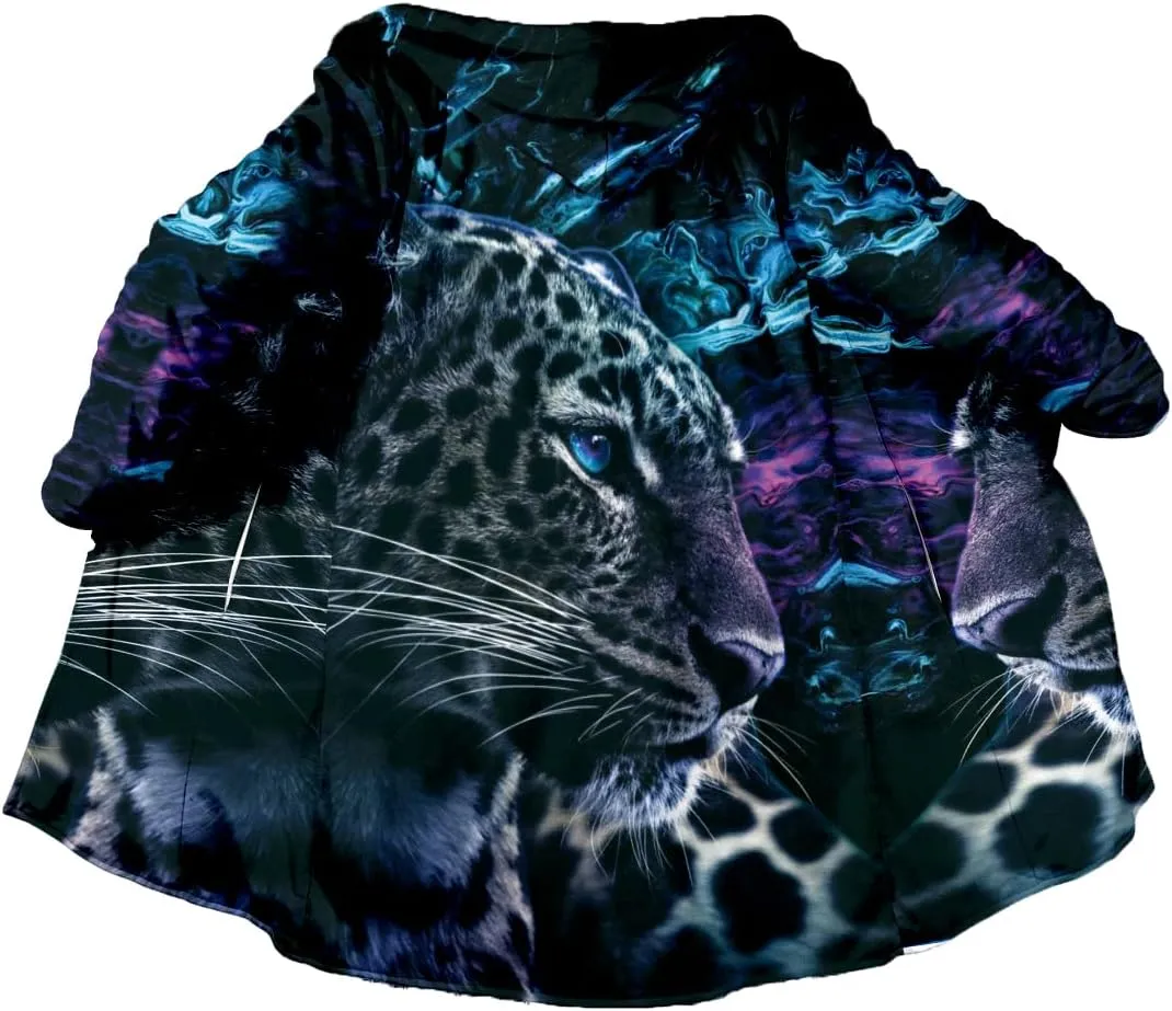 The King White Tiger Skin Myth Lion Dragon Thick Warm Hooded Cloak Men Overcoat Coat
