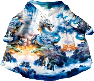 The King White Tiger Skin Myth Lion Dragon Thick Warm Hooded Cloak Men Overcoat Coat