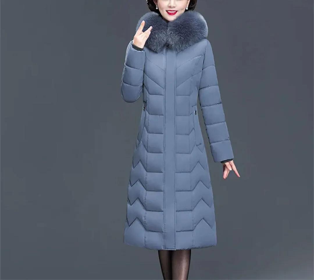 Thicken Warm Parkas Hooded Winter Jacket Women Long Cotton-Padded Middle Aged Mother Coat