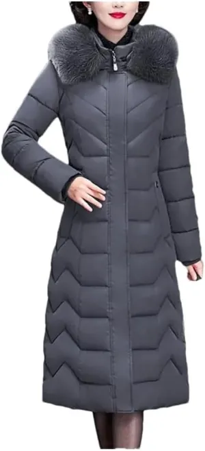 Thicken Warm Parkas Hooded Winter Jacket Women Long Cotton-Padded Middle Aged Mother Coat
